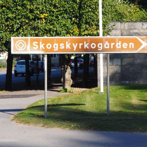 Kyrkogård, Skogskyrkogården, Stockholm, skylt