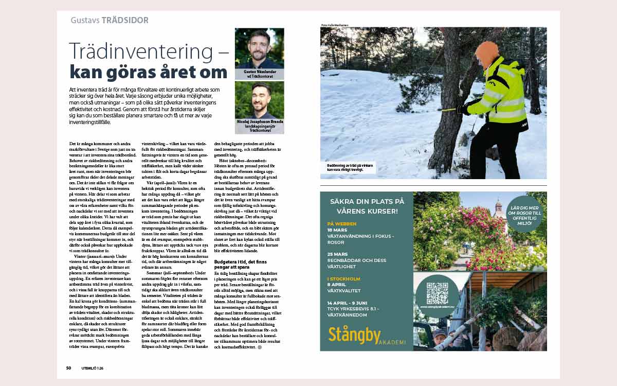 Artikel - Tidningen Utemiljö Författare: Gustav Nässlander och Nicolaj Josephsson Branda