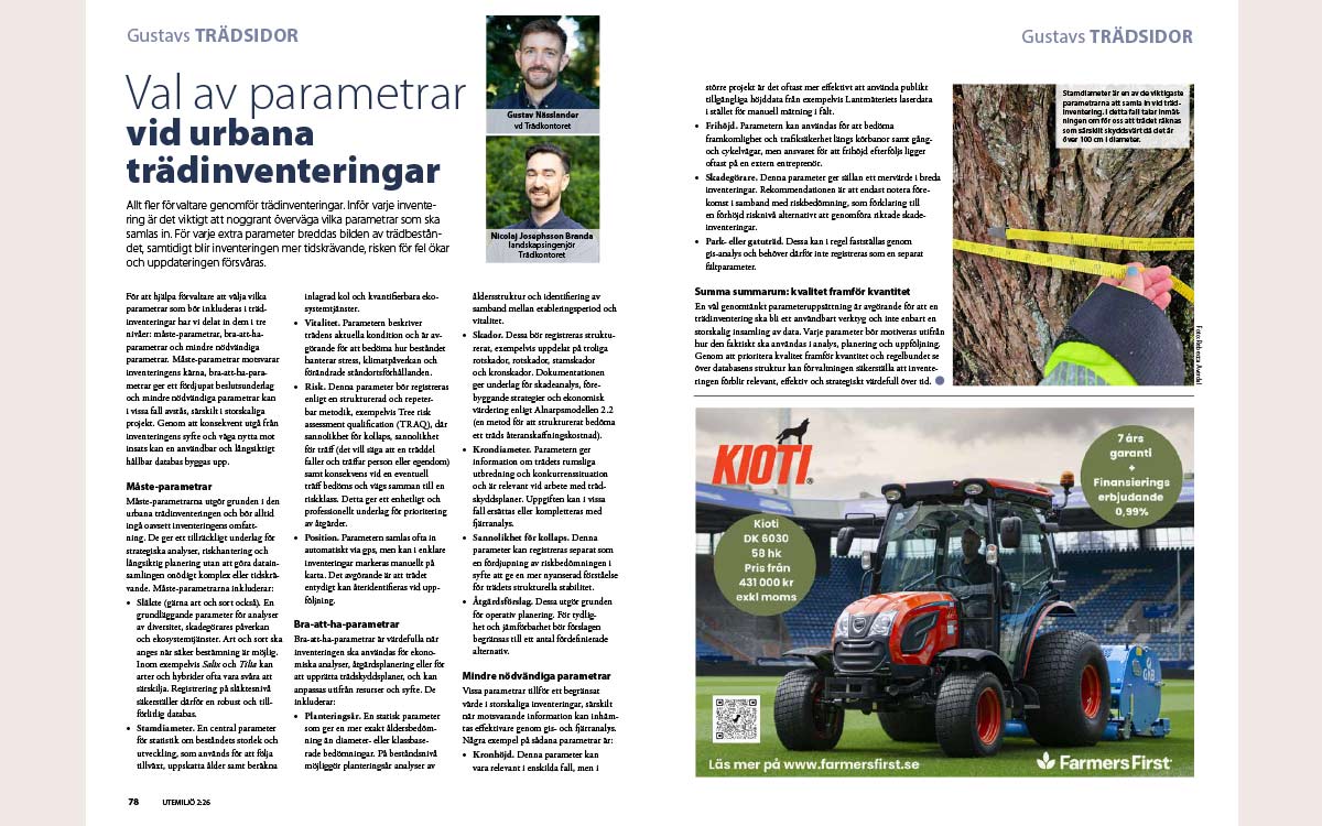 Artikel - Tidningen Utemiljö Författare: Gustav Nässlander och Nicolaj Josephsson Branda
